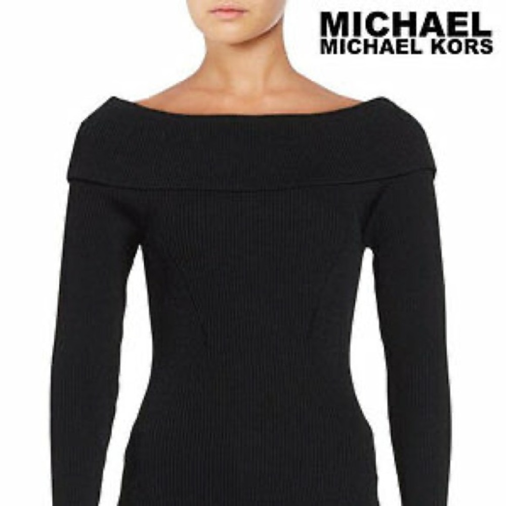 MICHAEL Michael Kors Navy Off-the-Shoulder Ribbed Sweater Women's XXS